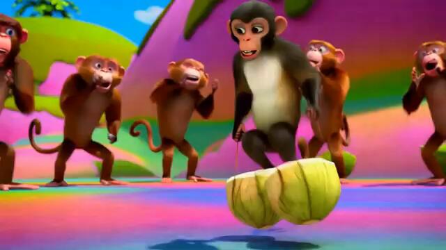 Пет маймунки правят бели | Забавна детска песничка на български език