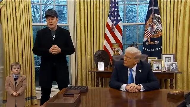 Elon Musk joins President Donald Trump as he signs executive orders in the Oval Office