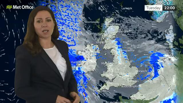 11/02/2025 – Rain, sleet and snow for the east– Evening Weather Forecast UK – Met Office Weather