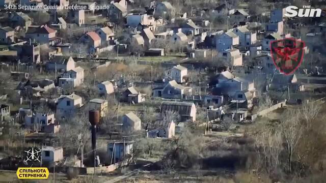 Ukrainian drone blows up Russian anti-tank guided missile on roof