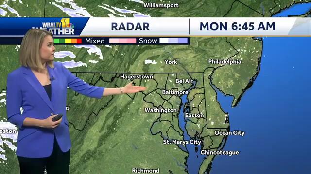 Latest data trends indicate light snow midweek in Maryland