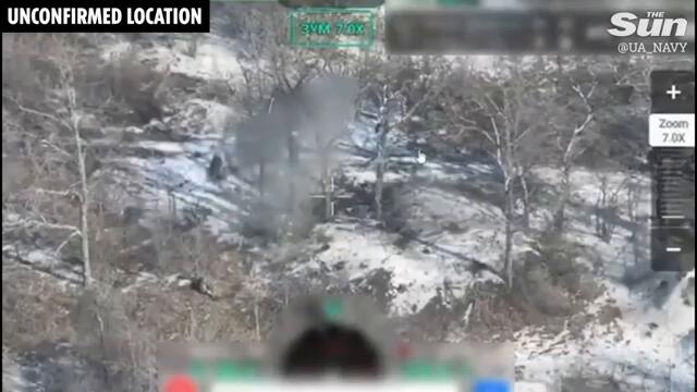 Ukrainian marines & drones blast Russian troops & tanks on front line