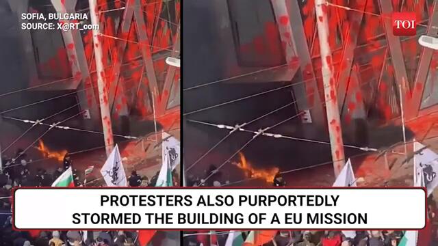 EU Offices Ransacked, Burned Amid Riots In European Capital; Soviet Flags Waved In Bulgaria | Watch