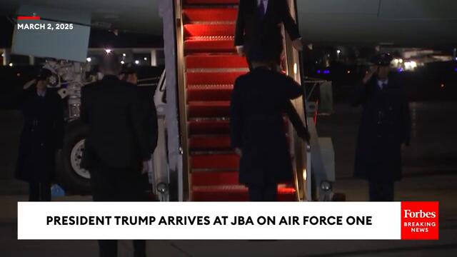 JUST IN: President Trump Arrives At Joint Base Andrews On Air Force One