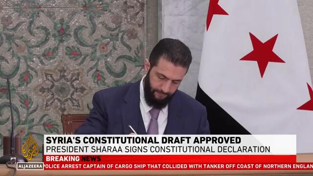 Syria's new president signs constitutional declaration for 5-year transition, vows justice reforms