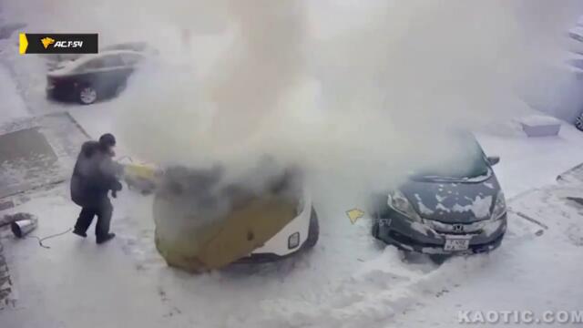 Подгряване на кола в студено време